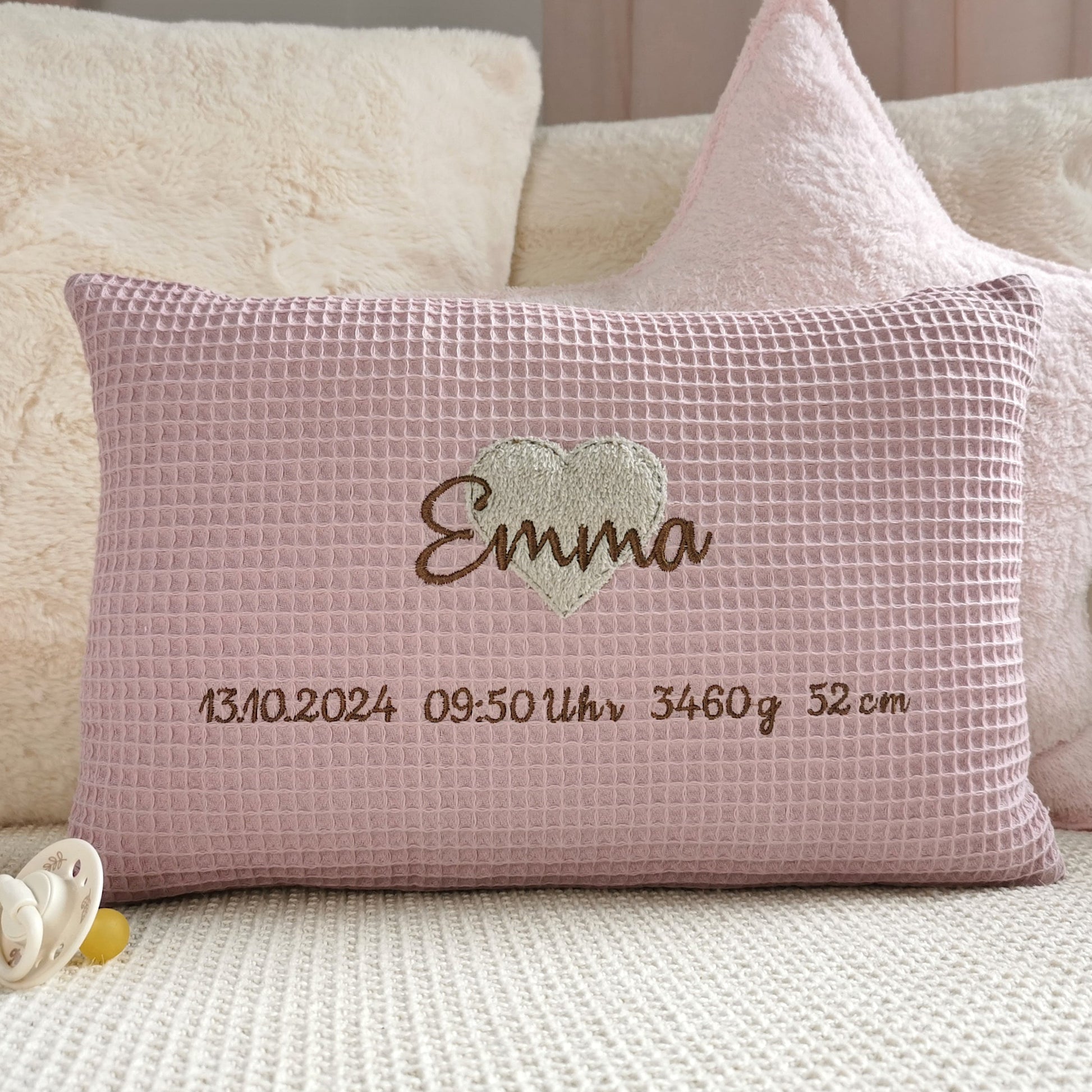 Geburtskissen mit Größe Gewicht für Junge Mädchen-Kissen personalisiert zur Geburt-Babykissen mit Namen-Kissen mit Namen Geschenk zur Geburt