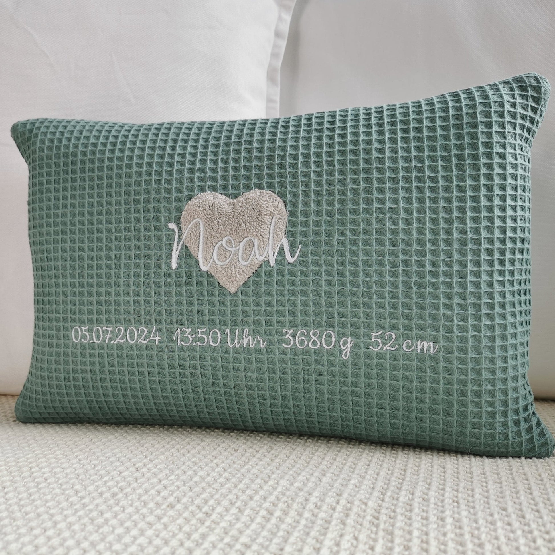 Geburtskissen mit Größe Gewicht für Junge Mädchen-Kissen personalisiert zur Geburt-Babykissen mit Namen-Kissen mit Namen Geschenk zur Geburt