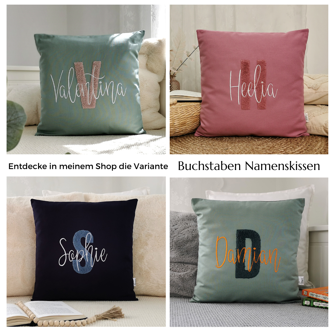 Buchstaben Kissen personalisiert in vielen Größen-besticktes Namenskissen für Mädchen oder Junge