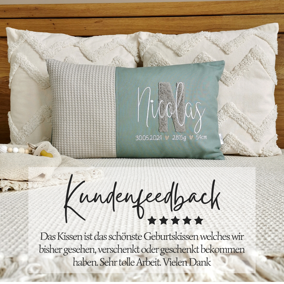 Geburtskissen mit Größe und Gewicht-Kissen zur Geburt mit Namen-Geschenk Kissen zur Geburt personalisiert für Mädchen und Junge