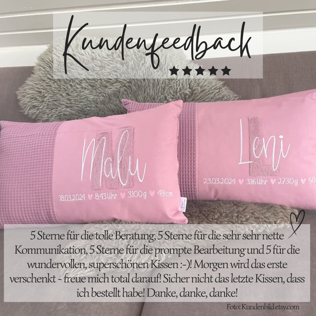 Geburtskissen mit Größe und Gewicht-Kissen zur Geburt mit Namen-Geschenk Kissen zur Geburt personalisiert für Mädchen und Junge. Handgemachte Unikate von Elari Handmade Design