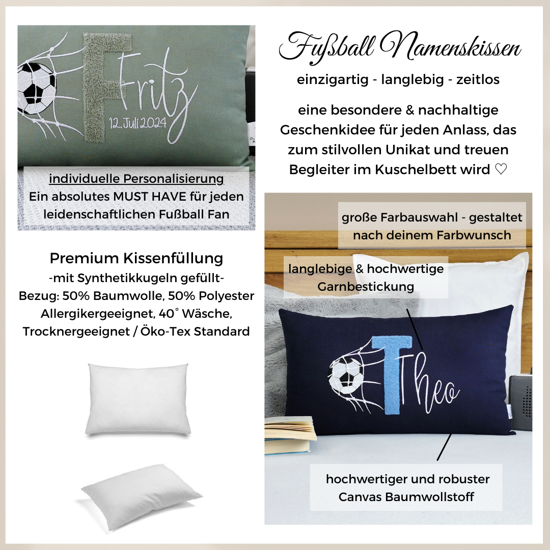 Fußball Kissen mit Namen-Fussball Kissen personalisiert-Geschenk Fußball Fans