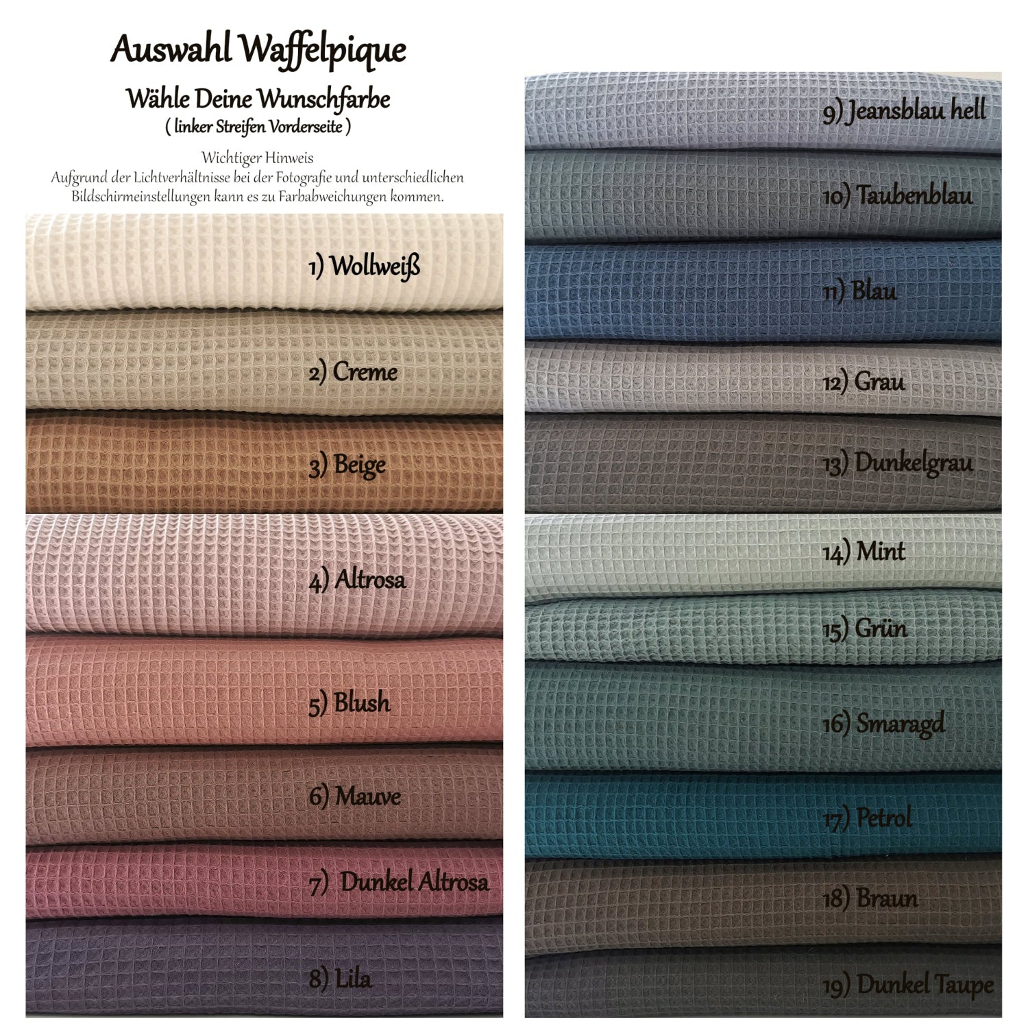 Große Stoffauswahl Baumwoll-Waffelpique von Elari Handmade Design